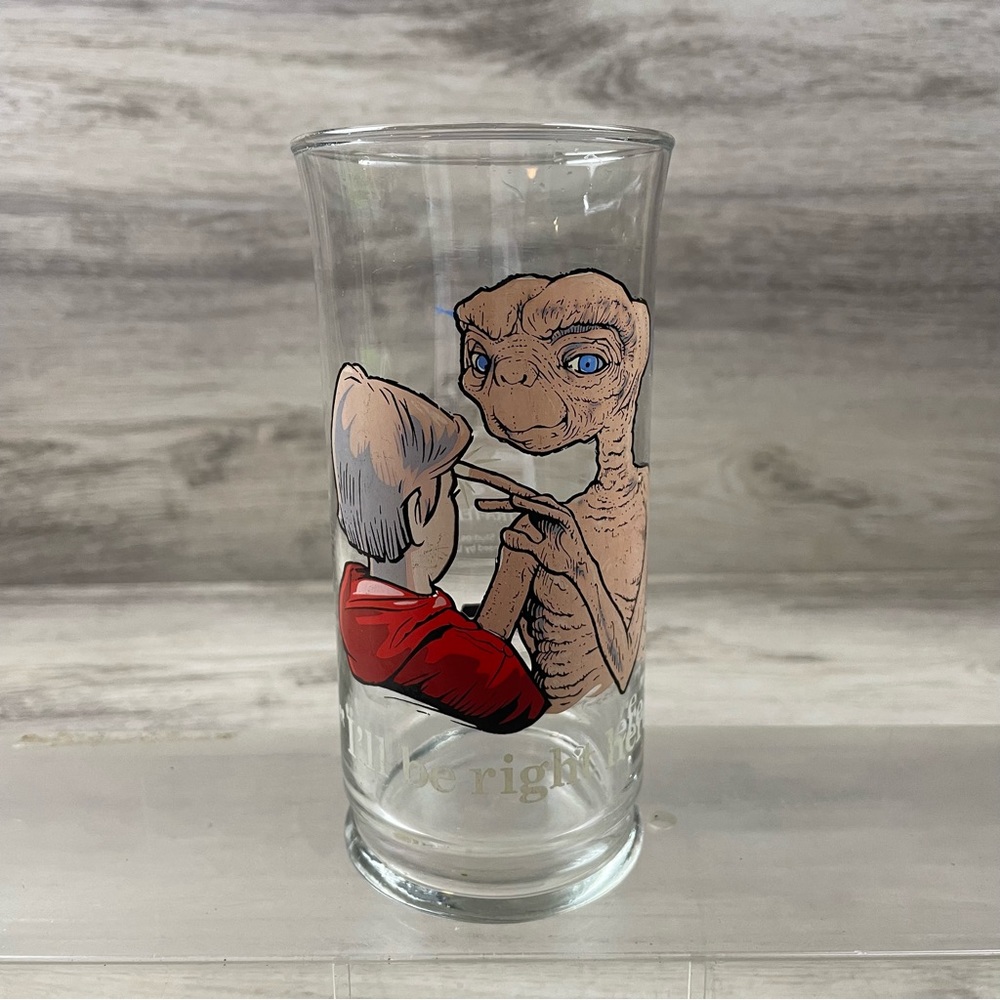 1982 ET Extra-Terrestrial Pizza Hut Glass “I'll Be Right Here” Vintage